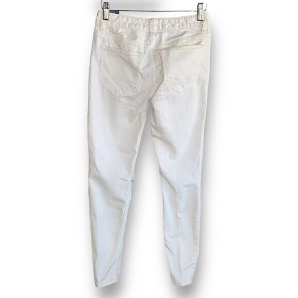 Free People Jeans Skinny Distressed White Denim Midrise Cropped - Picture 6 of 7